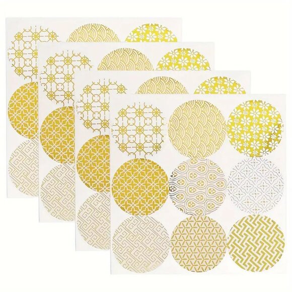 NEW 198 Pieces Gold Decorative Circle Stickers, Seals, Labels, 22 Sheets - Picture 1 of 6